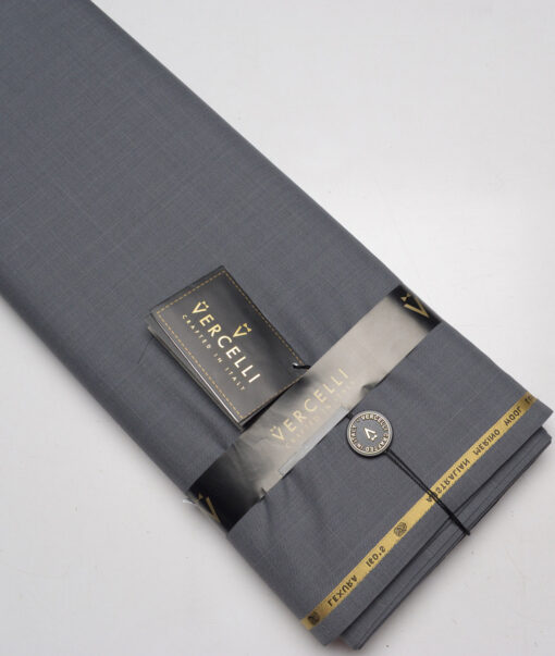 Vercelli Italy Super 160's Checks 50% Merino Wool Suiting Fabric (Grey)