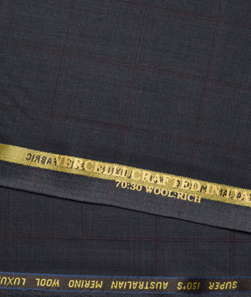 Vercelli Italy Super 150's Checks 70% Merino Wool Suiting Fabric (Dark Grey)