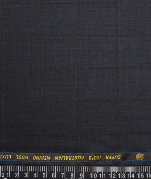 Vercelli Italy Super 150's Checks 70% Merino Wool Suiting Fabric (Dark Grey)