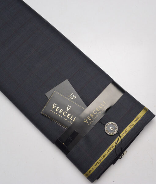 Vercelli Italy Super 150's Checks 70% Merino Wool Suiting Fabric (Dark Grey)