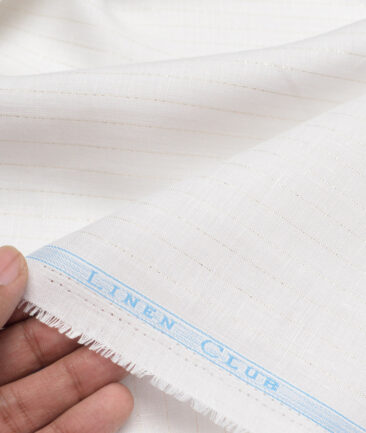 Linen Club 60 LEA European Linen Striped Shirting Fabric (White)