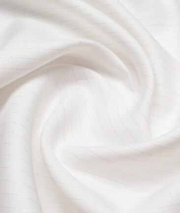 Linen Club 60 LEA European Linen Striped Shirting Fabric (White)