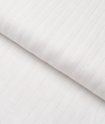 Linen Club 60 LEA European Linen Striped Shirting Fabric (White)