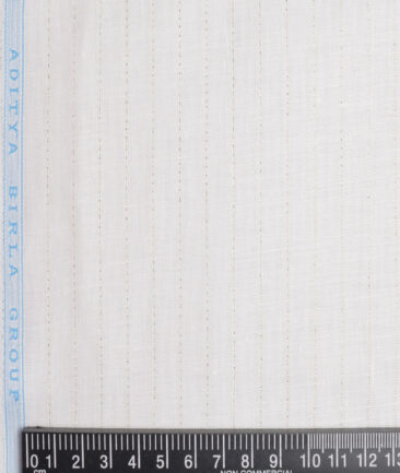 Linen Club 60 LEA European Linen Striped Shirting Fabric (White)