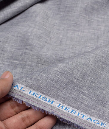 Burgoyne 60 LEA Irish Linen Self Design Shirting Fabric (Medium Grey)