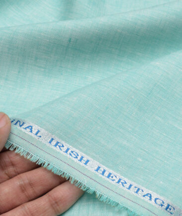 Burgoyne 60 LEA Irish Linen Self Design Shirting Fabric (Turquoise Green)