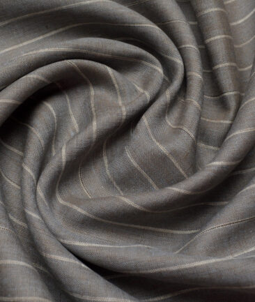 Burgoyne 60 LEA Irish Linen Striped Shirting Fabric (Brownish Grey)