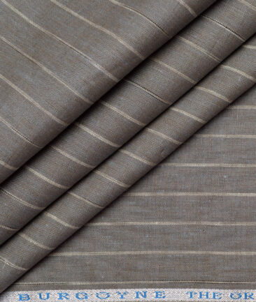 Burgoyne 60 LEA Irish Linen Striped Shirting Fabric (Brownish Grey)