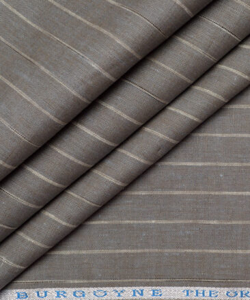 Burgoyne 60 LEA Irish Linen Striped Shirting Fabric (Brownish Grey)