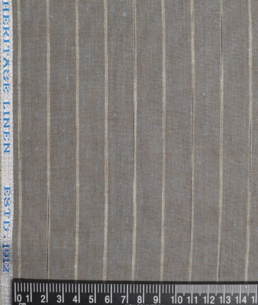 Burgoyne 60 LEA Irish Linen Striped Shirting Fabric (Brownish Grey)