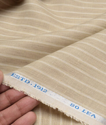 Burgoyne 80 LEA Irish Linen Striped Shirting Fabric (Brown)