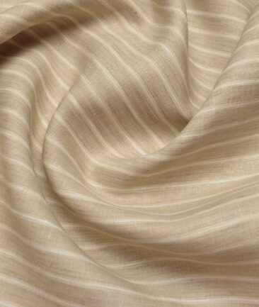 Burgoyne 80 LEA Irish Linen Striped Shirting Fabric (Brown)