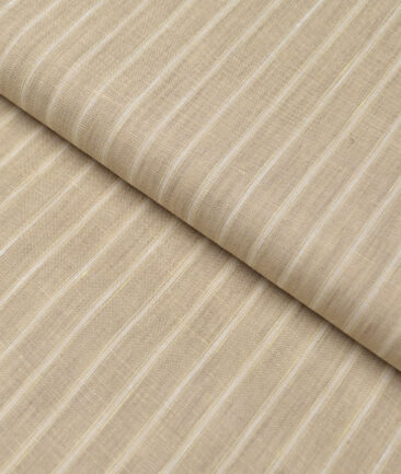 Burgoyne 80 LEA Irish Linen Striped Shirting Fabric (Brown)