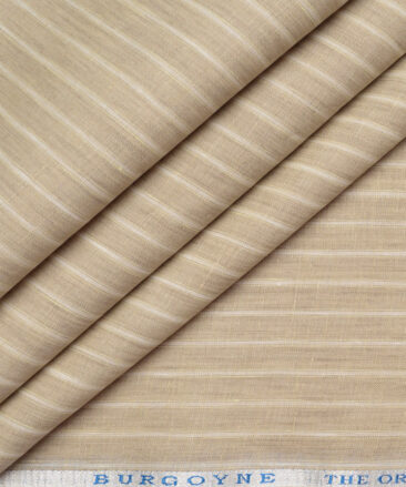 Burgoyne 80 LEA Irish Linen Striped Shirting Fabric (Brown)