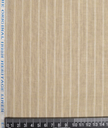 Burgoyne 80 LEA Irish Linen Striped Shirting Fabric (Brown)