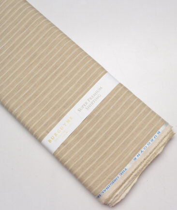 Burgoyne 80 LEA Irish Linen Striped Shirting Fabric (Brown)