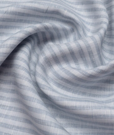Burgoyne 80 LEA Irish Linen Striped Shirting Fabric (Light Grey)