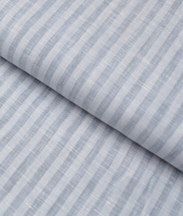 Burgoyne 80 LEA Irish Linen Striped Shirting Fabric (Light Grey)
