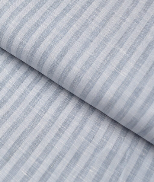 Burgoyne 80 LEA Irish Linen Striped Shirting Fabric (Light Grey)