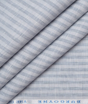 Burgoyne 80 LEA Irish Linen Striped Shirting Fabric (Light Grey)
