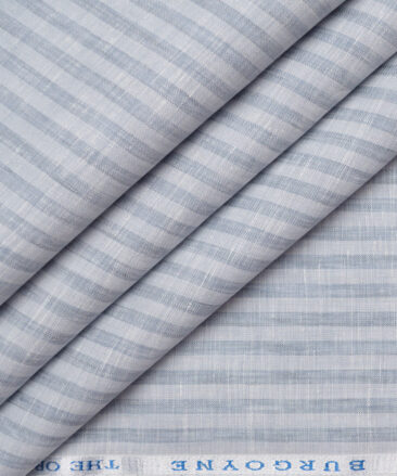 Burgoyne 80 LEA Irish Linen Striped Shirting Fabric (Light Grey)