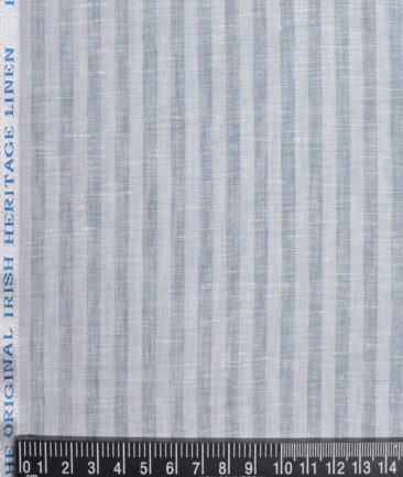 Burgoyne 80 LEA Irish Linen Striped Shirting Fabric (Light Grey)