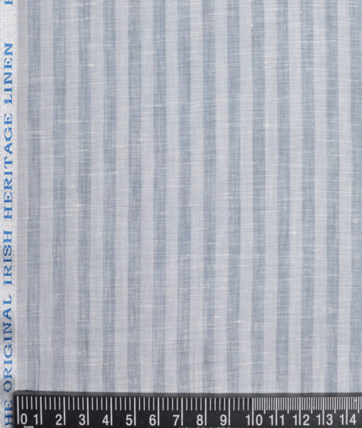 Burgoyne 80 LEA Irish Linen Striped Shirting Fabric (Light Grey)