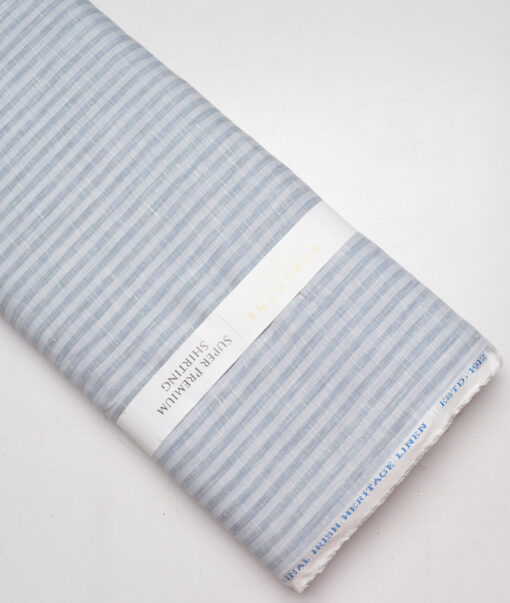 Burgoyne 80 LEA Irish Linen Striped Shirting Fabric (Light Grey)