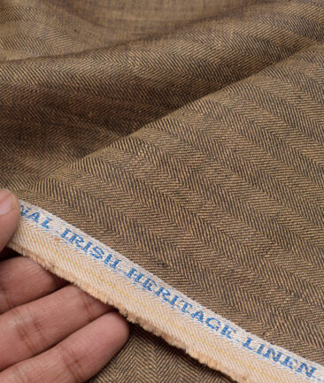 Burgoyne 44 LEA Self Design 100% Linen Suiting Fabric (Tobacco Brown)