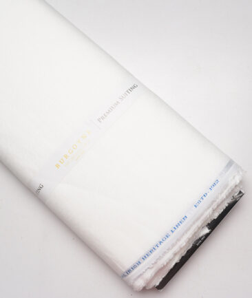 Burgoyne 44 LEA Self Design 100% Linen Suiting Fabric (White) - Image 6