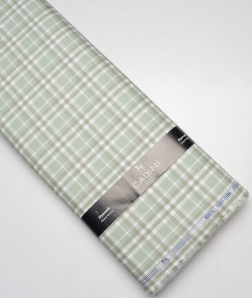 Cadini Italy  Giza Cotton Checks Shirting Fabric (Light Green)
