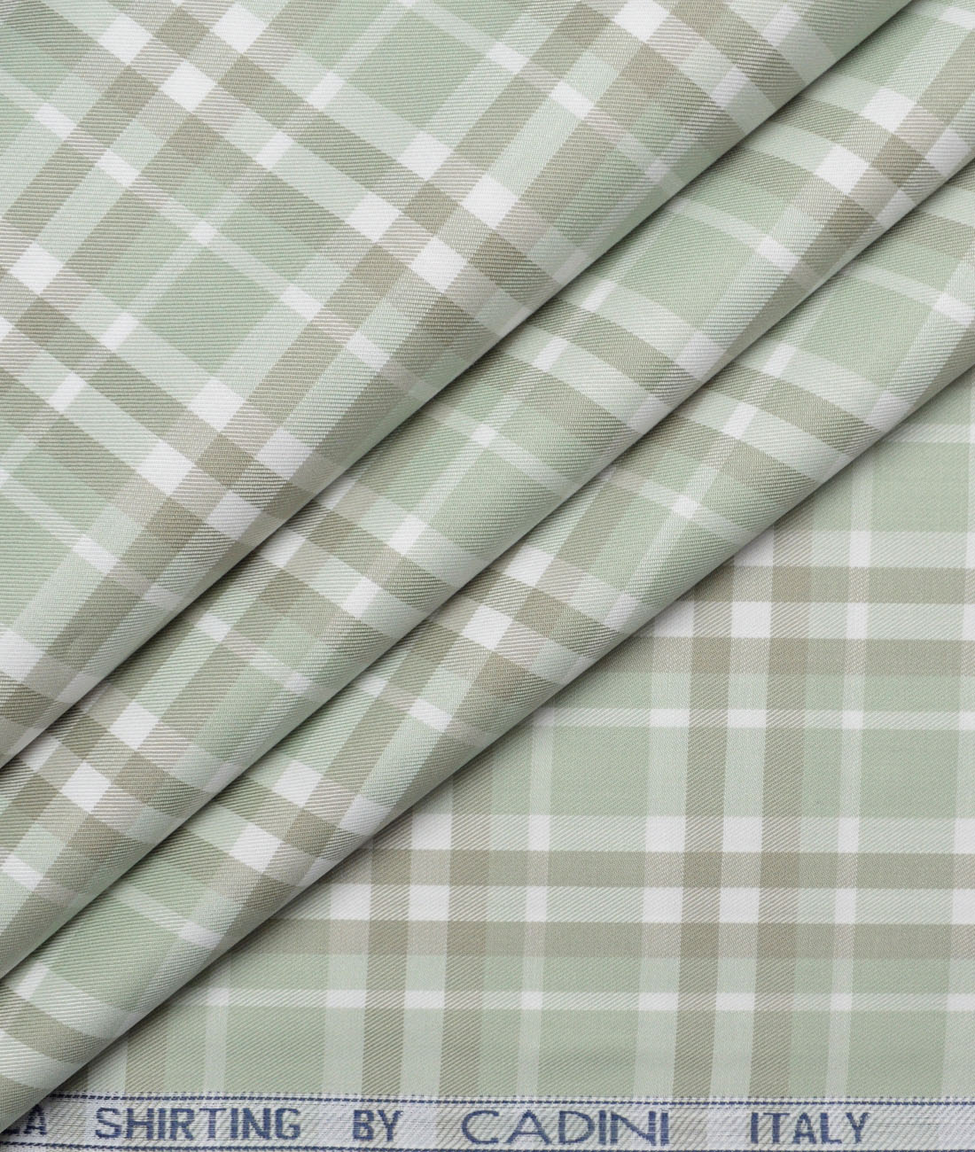 Cadini Italy Giza Cotton Checks Shirting Fabric (Light Green) Cadini Italy Giza Cotton Checks Shirting Fabric (Light Green)