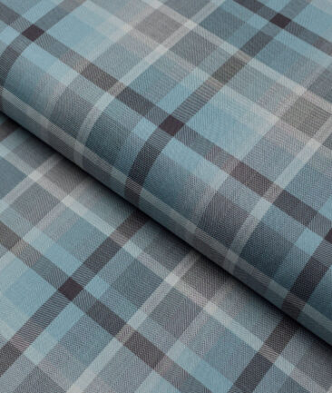 Cadini Italy  Giza Cotton Checks Shirting Fabric (Teal Blue)