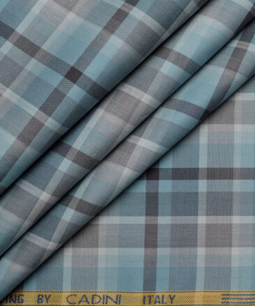 Cadini Italy  Giza Cotton Checks Shirting Fabric (Teal Blue)