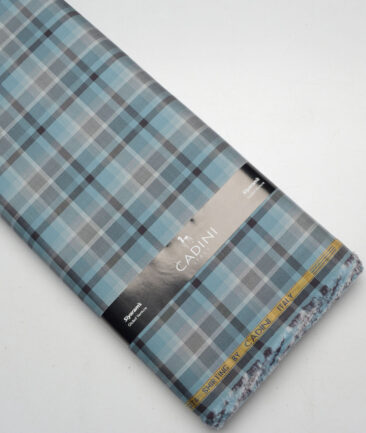 Cadini Italy  Giza Cotton Checks Shirting Fabric (Teal Blue)