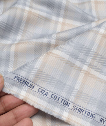 Canetti Italy  Giza Cotton Checks Shirting Fabric (Grey)