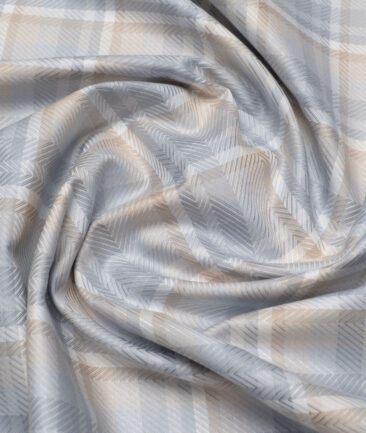 Canetti Italy  Giza Cotton Checks Shirting Fabric (Grey)