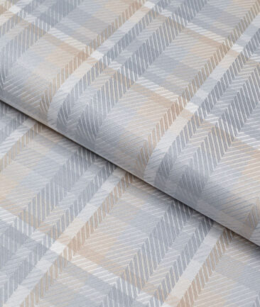 Canetti Italy  Giza Cotton Checks Shirting Fabric (Grey)