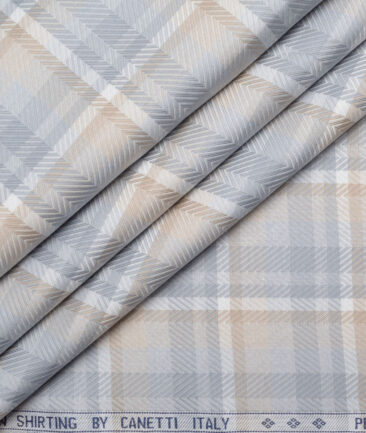 Canetti Italy  Giza Cotton Checks Shirting Fabric (Grey)