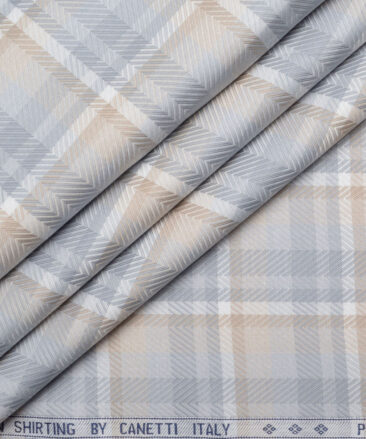 Canetti Italy  Giza Cotton Checks Shirting Fabric (Grey)