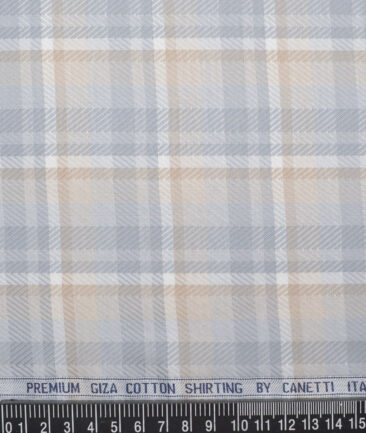 Canetti Italy  Giza Cotton Checks Shirting Fabric (Grey)