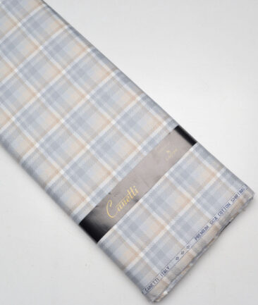 Canetti Italy  Giza Cotton Checks Shirting Fabric (Grey)
