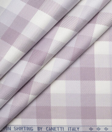 Canetti Italy  Giza Cotton Checks Shirting Fabric (Onion Purple)