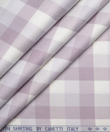 Canetti Italy  Giza Cotton Checks Shirting Fabric (Onion Purple)