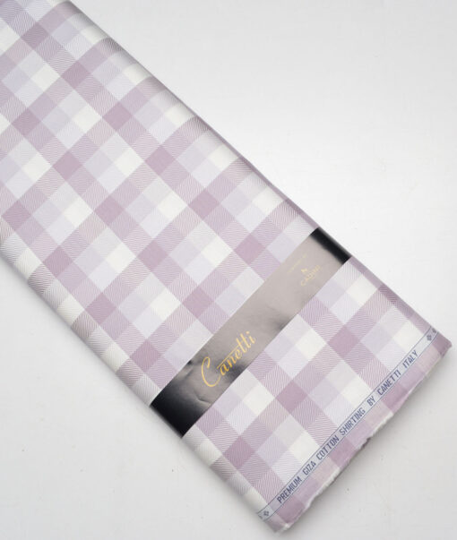 Canetti Italy  Giza Cotton Checks Shirting Fabric (Onion Purple)