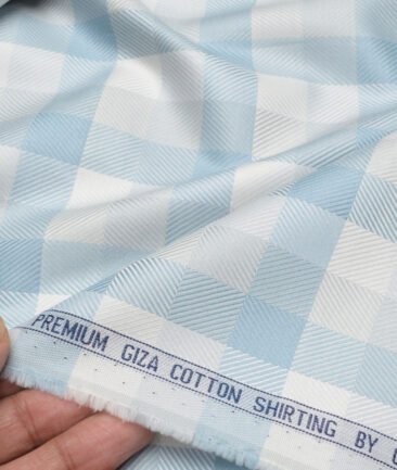 Canetti Italy  Giza Cotton Checks Shirting Fabric (Teal Blue)