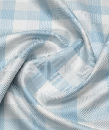 Canetti Italy  Giza Cotton Checks Shirting Fabric (Teal Blue)