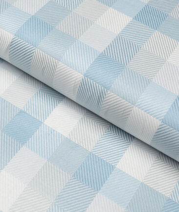 Canetti Italy  Giza Cotton Checks Shirting Fabric (Teal Blue)