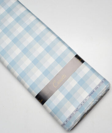 Canetti Italy  Giza Cotton Checks Shirting Fabric (Teal Blue)