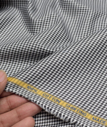 Canetti Italy  Exotic Cotton Self Design Shirting Fabric (White & Black)